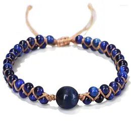 ارتباط الأساور المصنوعة يدويًا DIY Natural Stone Charm Barp Bracelet Blue Tiger Eye Eye Beads string string braided Yoga Bangle Jewelry