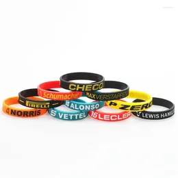 Charme pulseiras 10 pçs/lote corrida pulseiras de silicone para esporte ao ar livre vettel leclerc fórmula driver bandas presente homem e crianças