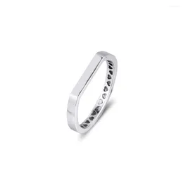 Cluster Ringe Echtes 925 Sterling Silber Für Frauen Logo Bar Stapelring Verlobung Hochzeit Statement Schmuck Anillos Bague Großhandel