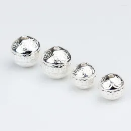Loose Gemstones 1pc/Lot 925 Sterling Silver Full Ancient Coin Round Beads 8mm 10mm Handmade Ball Spacer DIY Jewelry Findings