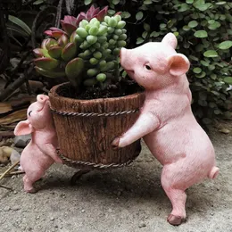 Fairy Garden Resin Animal Miniature Figurines Pig Statue Adornment Outdoor Decoration Desk Decorations Courtyard Crafts 240123