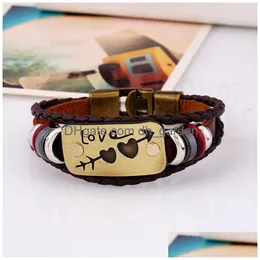 Charm Bracelets Love Tag Bracelet Couple Heart Leather Men Women Mtilayer Fashion Jewelry Girlfriend Gift Will And Sandy Drop Deliver Dhrwu