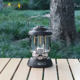 Retro Portable Camping Lantern 6000mah kerosene kerosene خمر مصباح CAMP 3 أوضاع إضاءة ضوء خيمة للمشي لمسافات طويلة ساحة 240119
