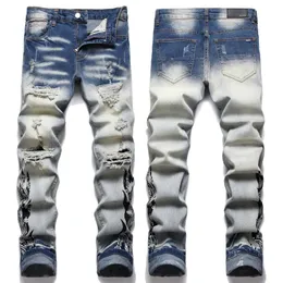 Pantaloni jeans da uomo con foro Yabsera Denim Jean Luxurys Designer Jeans Distressed Fashion Straight Biker da donna Denim elasticizzato Casual Jean Pantaloni skinny da uomo Elasticità