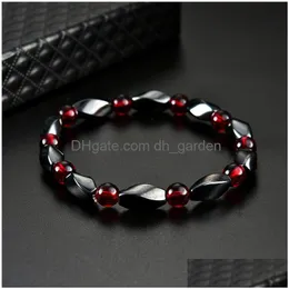 Bracciale in ematite magnetica con perline salute fili intrecciati polsino con polsino per donna uomo potere gioielli di moda sani 162547 Dr Dh1Ax