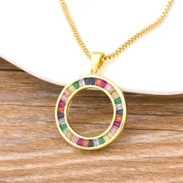 Modische Regenbogen-Halskette, mehrfarbige Anhänger, Charm, 14 Karat Gelbgold, Schmuck, lange Halskette für Frauen, bestes Geburtstagsparty-Geschenk