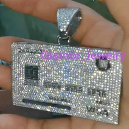 Anpassad Hot Sell Pass -testare VVS Moissanite Diamond Credit Card Sier Pendant Gold Plated Hip Hop Jewelry Menmoissanite Set With Diamonds