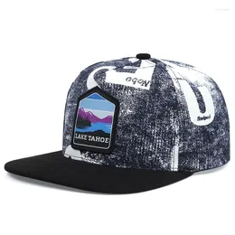 Ball Caps 2024 Męskie haftowane 3D Sport Flat Top Baseball Cap Regulowany kapelusz Snapback