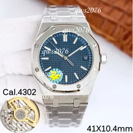 Mężczyźni zegarki Audpi Watch 41 mm V5 Extra-cienki 15500 904L STAL SIER CASE BLUE DEEL WODY ODPOWIEDNIK CAL.