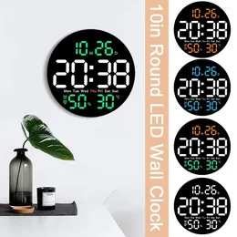 Orologi da parete Orologio LED rotondo da 10 pollici con telecomando Schermo grande Temperatura Data Display digitale Allarme elettronico Decorazioni per la casa