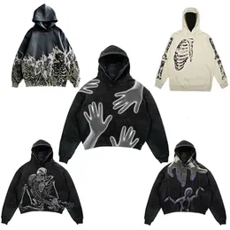 Y2K Kadınlar ve Erkekler İçin Hoodies Kış Anime Sweatshirts Essentials Boy Boyutlu Kore Moda Külotları Grunge Ceketler Sokak Giyim 240123