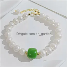 Bracciale con perline di perle d'acqua dolce a catena Braccialetti con perline semplici per donna Braccialetto regolabile Gioielli di moda Consegna di goccia Dhlxf