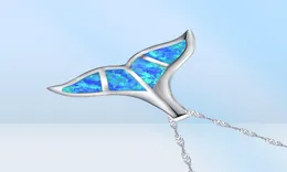 Pingente de cauda de baleia com opala de fogo azul em prata esterlina 100 925 joias da vida marinha para mulheres colar presente2301755