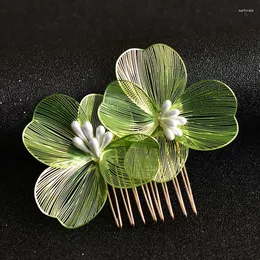 Saç klipsleri yaratıcı metal tel geometrik çiçek tarakları içi boş çizgi yüzey 3D saç tokaları zarif zarif gelin aksesuarları