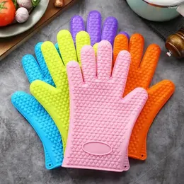 Disposable Gloves 1pc Double Layer Oven Heat Resistant Baking With Silicone And Cotton Kitchen Flexible Mitts Microwave