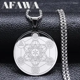 Pendant Necklaces Angel Seal Archangel Metatron Cube Necklace For Women Men Stainless Steel Flower Of Life Jewelry Flor De La Vida Collar