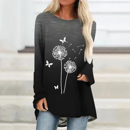 Butterfly Dandelion 3D Tryckt Tshirts Women's Fashion Streetwear Overdimensionerade Raglan Long Sleeve T Shirt Woman Tees Tops Clothing 240118