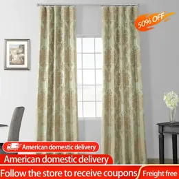 Designer Damask Curtains for Room Decoration 108 Inches Long Faux Silk Room Darkening Curtains 1 Panel Curtain and Net Curtain 240118