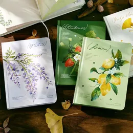 Caderno de capa dura planta ilustrada série aquarela flores página colorida ilustração diário estudante bloco de notas 240119