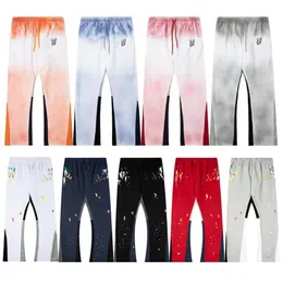 GalleryDeptpants Swearpants Mens Joggers Bol pantolon Ter Pantolon Mektup Baskı Pamuk Gevşek Uygun Elastik Bel Düz Sonbahar Pantolon Yırtık Pantolon