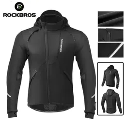 Rockbros Bicycle Jacket Winter Cycling Thermal Fleece Long Sleeve Lengeve Sycling Bike Clothing Warmer Windproof Sportswear 240129