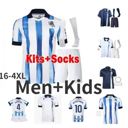 Real Sociedad 2023 2024 Jerseys de futebol Oyarzabal x Prieto Portu David Silva Camisa de futebol Take 23 24 Carlos Fernandez De Foot Illarra Carlos Fdez Kubo Merino Men Kids