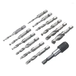 1set musluk matkap bitleri hex shank hızlı değiştirme iplik spiral vida bit seti metrik makine muslukları