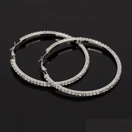 Hoop Huggie Wholesale-Out Earring for Women Luxury Designer Colorf Bling Diamond Hoops Circle Hie Black Red Green Blue Jewelry Dhuzy