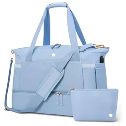 Lu Borsa da donna in nylon Sport Set da due pezzi con scomparto per scarpe lululemenly Borsa da palestra portatile grande lululy Borsa da allenamento Fiess per il fine settimana