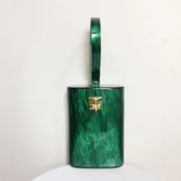 Yerleşik lensli yeni ürün şık akrilik oval kadın kova çantası, inci yeşil ziyafet çantası 240207