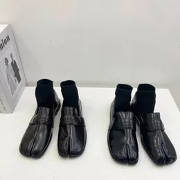 Bailamos kadınlar bölme ayak ayakkabıları bayanlar kare ayak parmağı retro tek ayakkabı sığ ağız daireleri Mary jane sandaletler gündelik kayma ayakkabı 240124