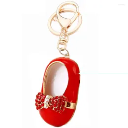 Keychains Metal Crystal Bow Shoes Key Ring Women Bag Keyring Car Keychain Porte Clef Charms Handbag Pendant Chaveiros R082