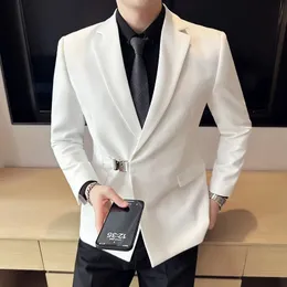 High Quality Solid Color Single Breasted Men Blazers Business Casual Suit Jacket Wedding Groom Dress Coats Costume Homme 240201