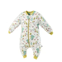 Happyflute 1PC Baby 100% bawełniany śpiwór śpiwór z długim rękawem Zimowa kreskówka podzielona noga zdejmowana rękaw Sleepsack Wrap 240122