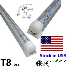 Tubi LED Tubo porta dispositivo di raffreddamento Luci a forma di V 8Ft 4Ft 5Ft 6Ft 8 piedi T8 56W 72W 120W Lampada fluorescente integrata a doppio lato Drop Deliv Dhaur