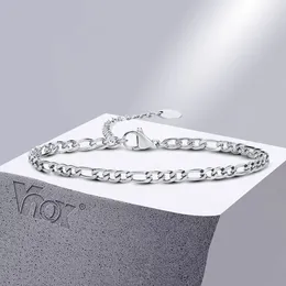 Link Bracelets Vnox 3/5mm Width Figaro Chain For Women Anti Allergy Stainless Steel Wristband Length Adjustable