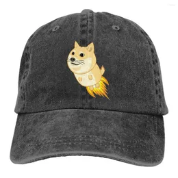 Ball Caps Adjustable Solid Color Baseball Cap To The Moon Cartoon Washed Cotton Doge Dogecoin Digital Currency Sports Woman Hat