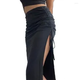 Летние юбки с разрезом, сексуальные черные юбки с запахом на шнуровке, белая и красная юбка-карандаш Faldas Verano 2024, длинная женская юбка-карандаш