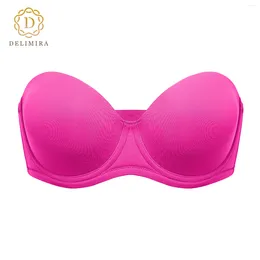 Bras Delimira Women's Underwire ContourフルカバレッジマルチウェイストラップレスブラプラスサイズD DD E F