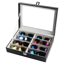 8 griglie custodia per occhiali in pelle PU occhiali da sole organizer scatola di immagazzinaggio occhiali custodia per occhiali occhiali da sole accessori scatola per orologi 240118