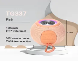 Mini Bluetooth portable Speaker TG337 RGB Lights Waterproof Speakers 1200mAh Loudspeaker Stereo Bass Portable o Player1580423