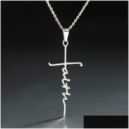 Colares de pingente colar de fé para mulheres de aço inoxidável 18 polegadas gota entrega jóias pingentes dhvb1