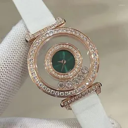 Relógios de pulso designer vintage diamante-set duplo safira vidro dial relógio de quartzo 2024 moda feminina luxo festa presente