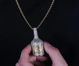 Anhänger Halskette Luxus Bling Zirkon Designer Halskette Trendy Mode Männer Frauen 18 Karat vergoldet Halbe Flasche Hip Hop Halsketten Jewe1594853