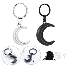 Keychains Moon Key Chain Cremation Jewelry Urn For Human/Pet Ashes rostfritt stål Keyrings Keepsake Memorial Men Women