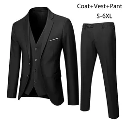 Slim 3 -delad kostym Set Formal Party Jacket Vest Pants Set för Business Wedding High Trendy Mane Blazers Set 240123