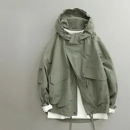 Kurtki wiatrówki Mężczyźni jesień japońska japońska moda trójwymiarowa Trójwymiarowa bluza luźna męska płaszcz bombowy kurtka mężczyzn odzieży 240126