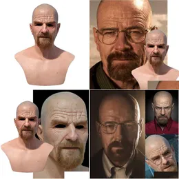 Maski imprezowe Celebryty lateksowe maska ​​Breaking Bad Profesor Mr. White Realistic Costume Halloween Cosplay Props x0803 Drop dostarczenie dhjny