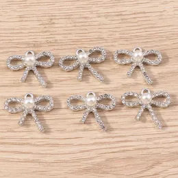 Charms 10st 22x20mm Söt Crystal Bowknot Pendants för droppörhängen Halsband DIY Handgjorda nyckelringar smycken tillverkningstillbehör