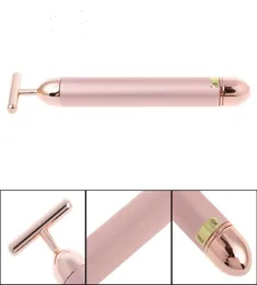 24K Beauty Bar Stick Jade Facial Massager Face Roller Vibration Tool Skin Care Massage Stick Pink Color Air11807449